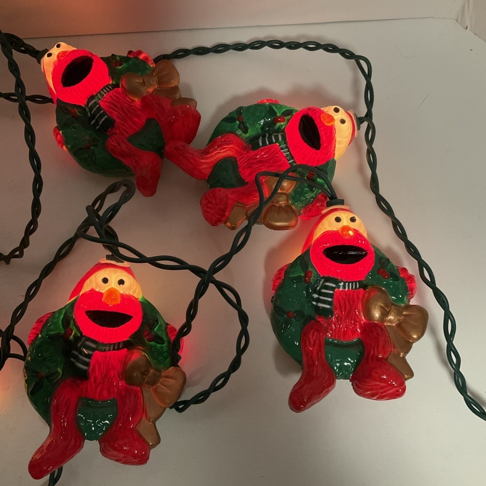 Elmo Sesame Street Christmas Light Set 10 Indoor/Outdoor 1998 Works Great - Picture 2 of 10
